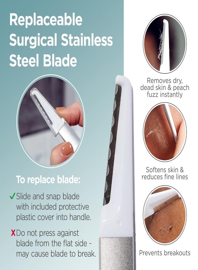 StackedSkincare Dermaplaning Kit for Face - At Home Dermaplaning Tool with Comfort Handle, 3 Replaceable Blades + 3 Precision Blades - Exfoliates, Removes Peach Fuzz, Softens Skin, 7 Count - Image 3